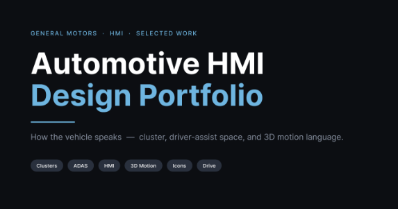 General Motors Automotive HMI Design Portfolio Cover Slide